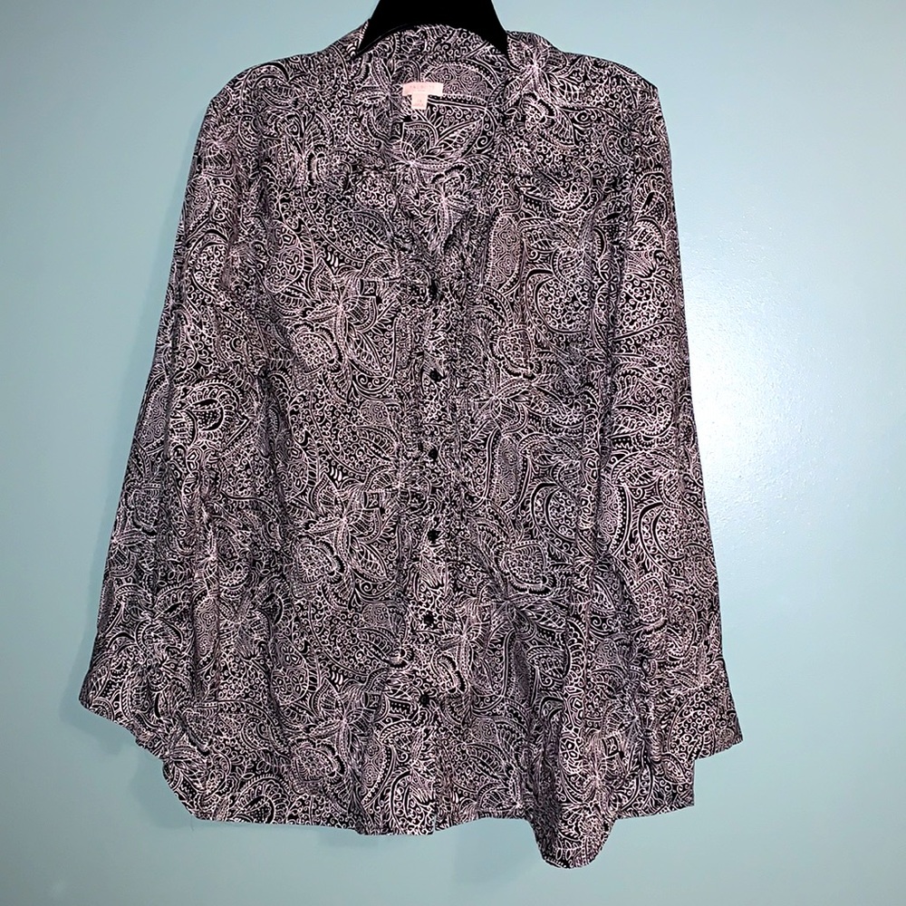 ⭐️Talbots Woman 2X Long Sleeve Print Button Up Blouse (⭐️want it free??)